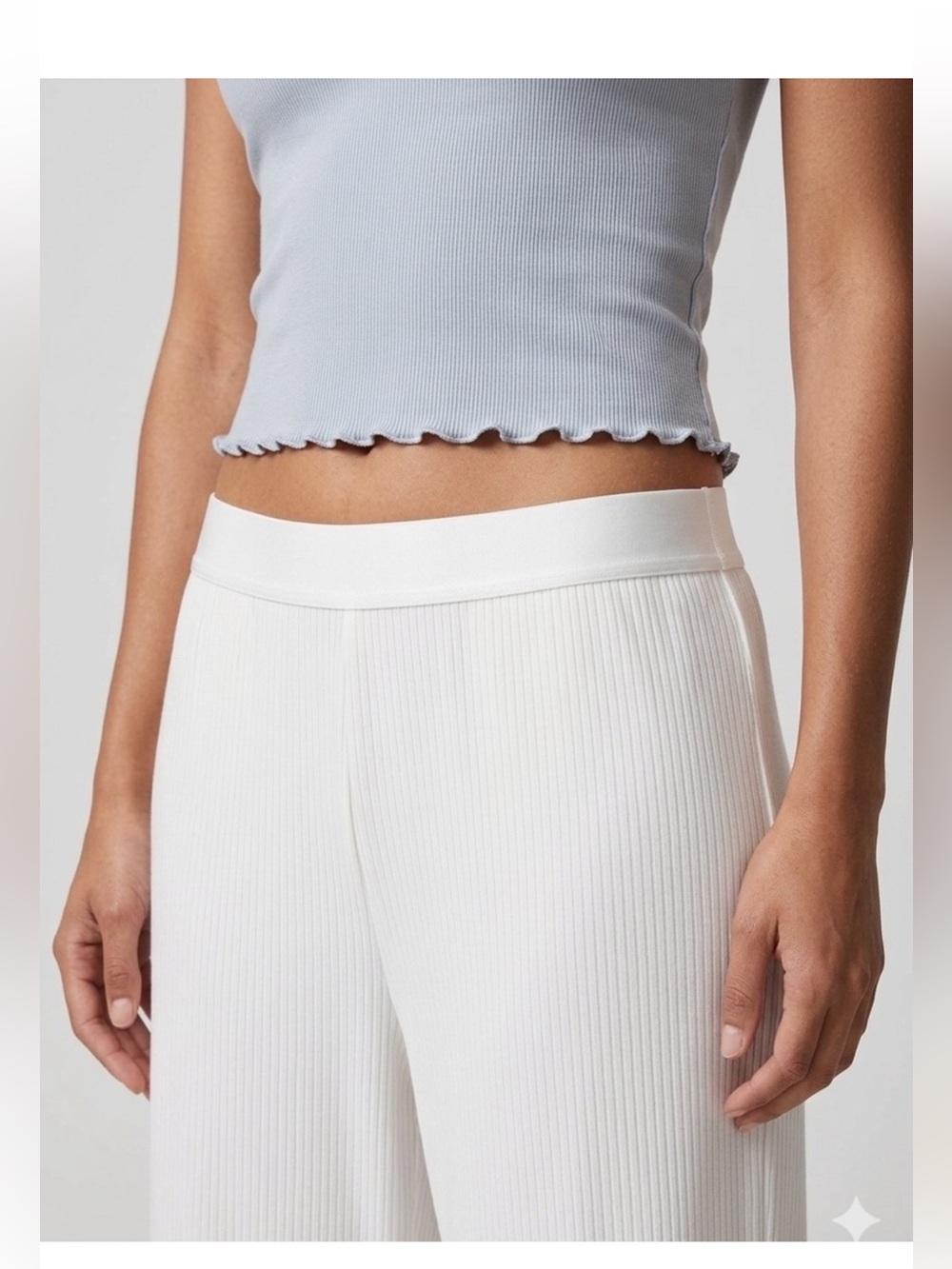 Skims Ribbed Wide-Leg Pants in White - Picture 2 of 11